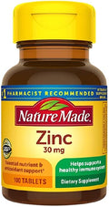 Nature Made Zinc 30 mg, Dietary Supplement for Immune Health and Antioxidant Support, 100 Tablets, 100