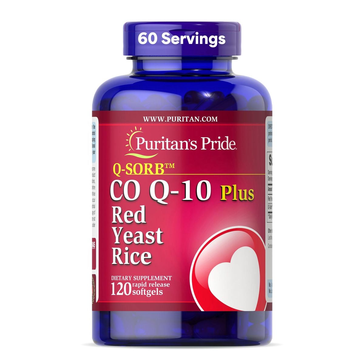Puritan's Pride Coenzyme CoQ10 100mg, Dietary Supplement for Heart Health, Blood Pressure, Oral Gum Health, and Healthy Aging Support, 60 Servings, Rapid Release Softgels